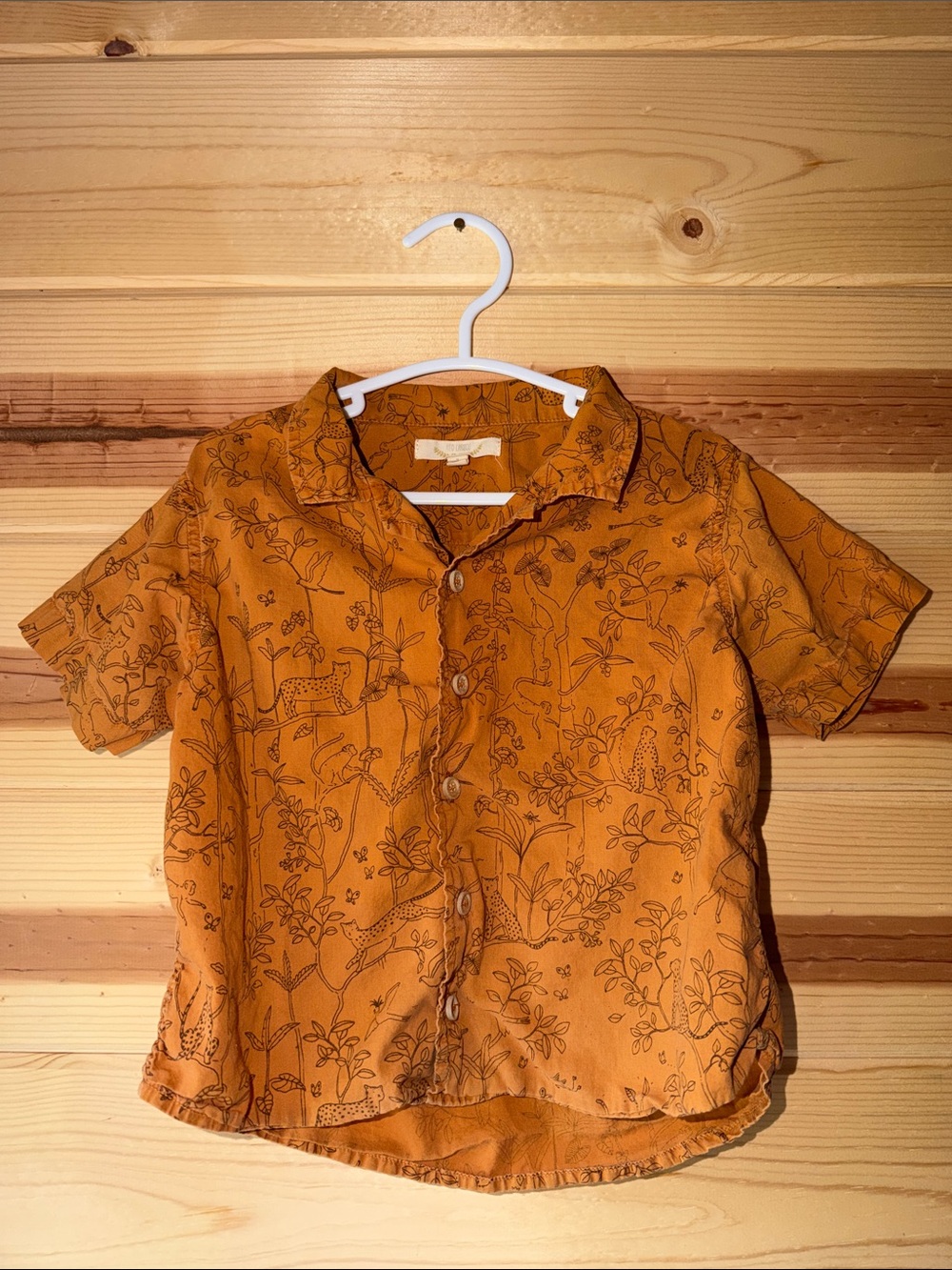 Kids Short-Sleeve Button-Up Shirt with Wildlife Print ZOO